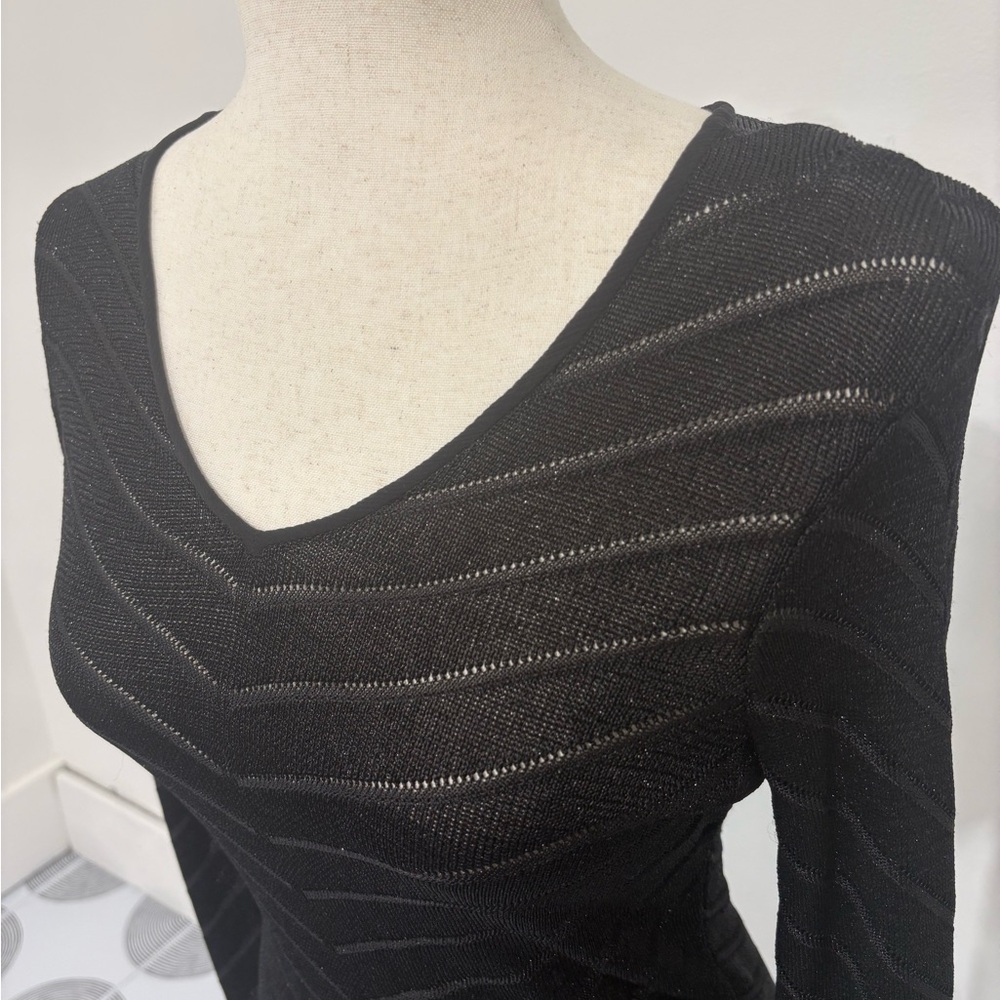 Ann Taylor Shimmer Black Long Sleeve Beaded Sweater Sz SP - Picture 2 of 5